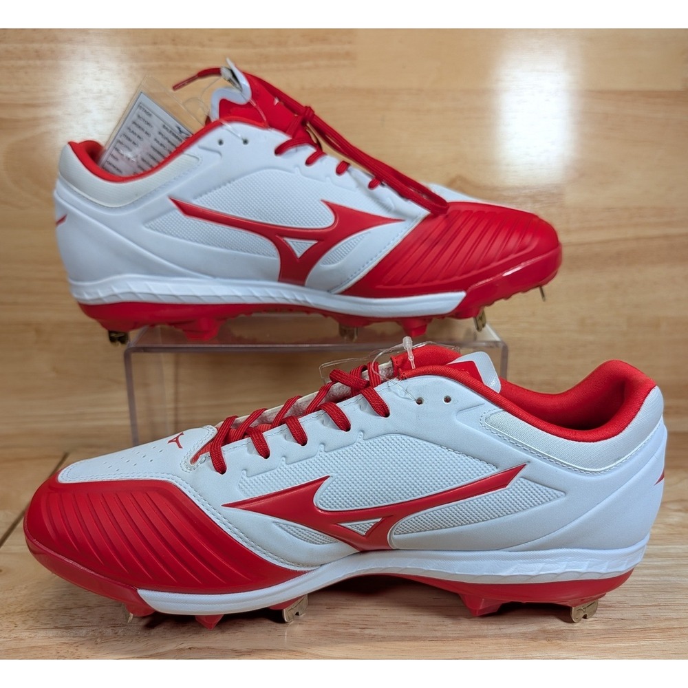 Mizuno Sweep 5 Baseball Softball Cleats White Chinese Red Mens‎ 9 11GM205462